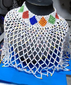 African beaded necklace, Beaded shawl necklace, Zulu necklace.