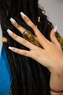 bague en bronze &amp; Os « New Brown »