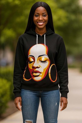 Afrocentric Hoodie | African Woman's Face Print - Cultural
