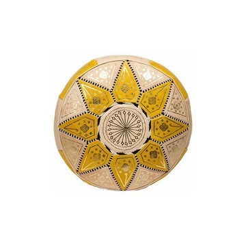 Pouf en vrai cuir naturel Jaune pour salon