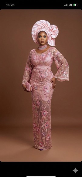 Floral Embellished Pink Gown