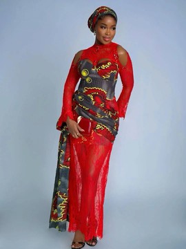 Red Ankara Dress – African Print Statement Gown | Elegant African Wedding Guest Dress