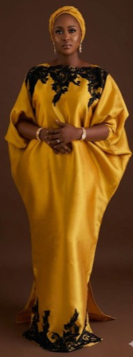 Royal Gold Embroidered Silk Boubou Gown | women's dress Nigeria