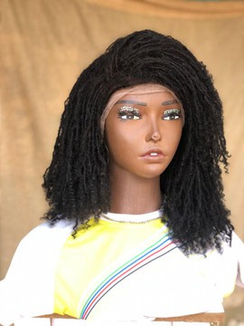 Human Hair Full lace Layered bob micro locs, Sisterlocs ,Skinny locs Wig For Black Women