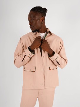 Veste à liseré gabardine beige