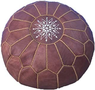 Pouf in natural leather craft Marrakech