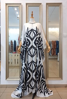 TUNIC SHERAZADE TIGER BLACK WHITE