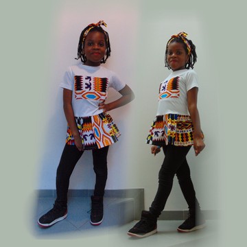 Custom t-shirt TUNIC-DRESS Handmade Wax with matching headband