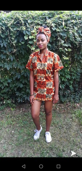 African brown short sleeve shirt