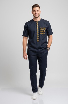 Ensemble tunique homme – Manches courtes avec broderie élégante