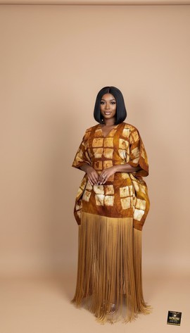Adire Fringe Gown