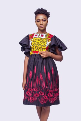 African Print Lace Applique Dress. African Print Dress, Womens Clothing, African Womens Clothing,