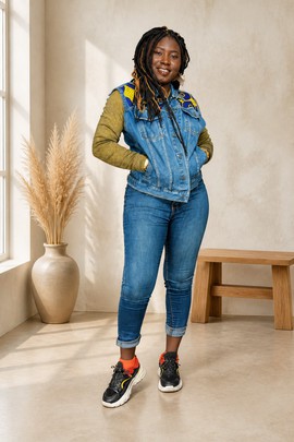 Wax print denim jacket