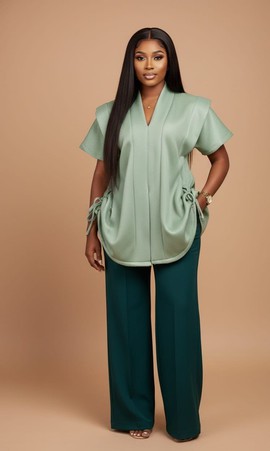 Stylish Green Kimono Set - Chic and Comfortable Lounge Wear