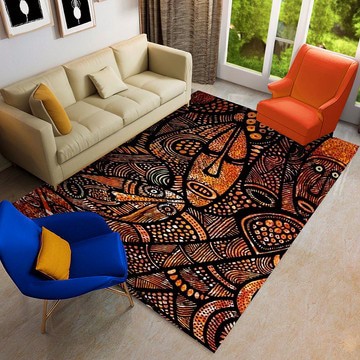 Kenya Rug African Art Masquerade Face Abstract Carpet (LARGER SIZES AVAILABLE)