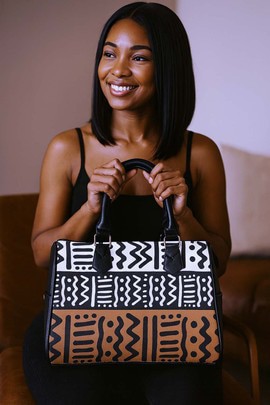 African Print Handbag Kuba Zigzag Pattern