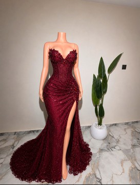 Robe de bal couleur vin, robe de soirée couleur vin, ensemble de luxe couleur vin, robe sexy couleur vin