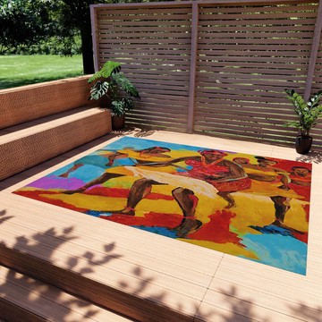 Dancers Art Colorful Outdoor Rug African Carpets (LARGER SIZES AVAILABLE)