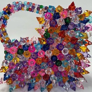 Woman's Heart-Shaped Spiky Beaded Handbag, multi-color, Ideal for every Outfits and Special Events.