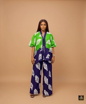 Green and Purple Leaf Two-Piece Set