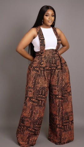 Pantalon à bretelles taille haute élégant avec imprimé audacieux