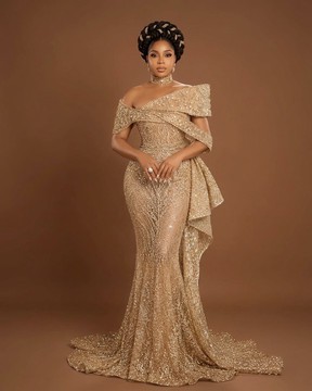 Robe de soirée sirène à corset architectural