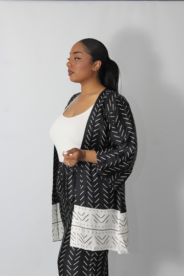Black &amp; White Inaya Short Kimono Set