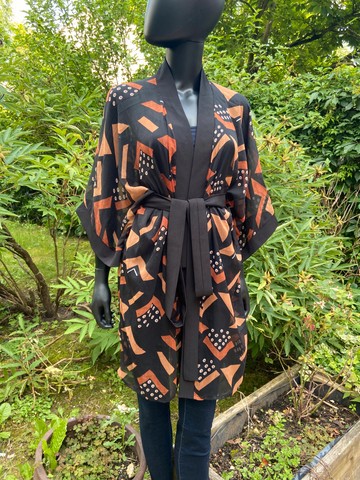 Fluid kimono Printed in silk chiffon