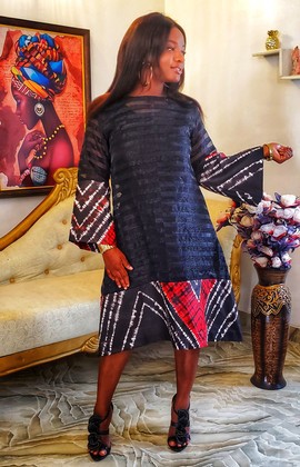 Unique African Woman Mid-length Dress| Women Clothing|Beautiful Days/Plus Size