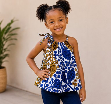 Haut enfant en wax – Modèle KINYA