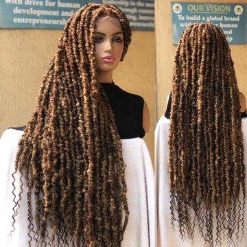 30 inches mixed brown nappy distressed locs ,full wig, wig for black women