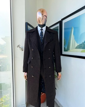 A Hikory Brown – Veste Jorgecarli Vogue - Trench croisé « sicilien » à revers en pointe