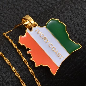 Ivory Coast country map necklace