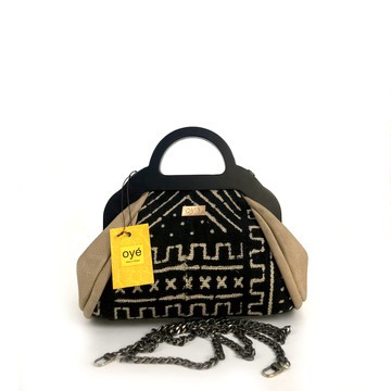 Sac à main Fofo en tissu mudcloth (beige)