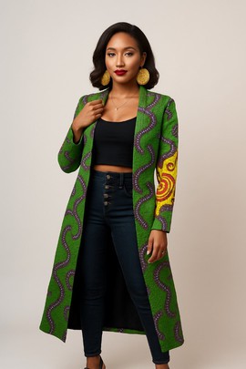 Mid-length Titi Duster jacket| Female Ankara Style Jacket| 2024 Trending Jacket