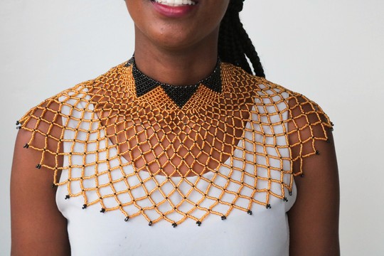 Collier châle perlé africain, collier Cape perlée zoulou, cadeau de Noël pour elle, cadeau de demoiselle d'honneur