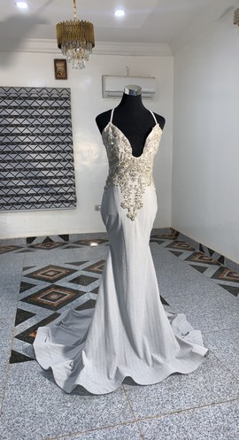 Silver diamond special prom dress