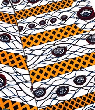 Tissu wax africain Ankara fabric imprimée wax motif: en blanc