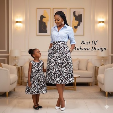 Mother &amp; Daughter Ankara Matching Set – Elegant African Print Midi Skirt &amp; Kids Dress