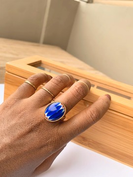 Blue 7 layers Chevron and brass ring
