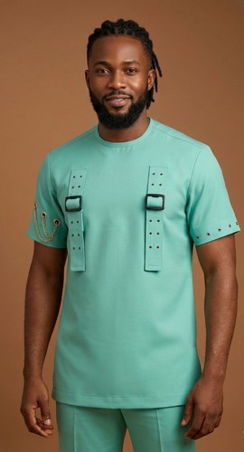 Mint Green Utility T-Shirt with Hardware Details