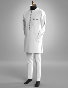 Tunique traditionnelle blanche élégante, caftan
