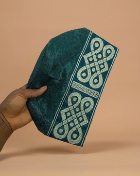 Men African Embroidered Forest Green Traditional Cap