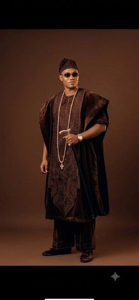 Agbada en velours chocolat royal