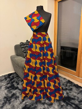 Ankara Skirt with Matching Head Wrap, African Print Skirt, Long Ankara Skirt, Church Dresses