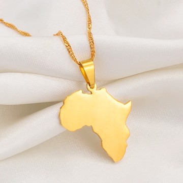 Gold color  african map necklace