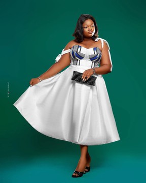 FIFAMIN corset dress in woven pagne fabric
