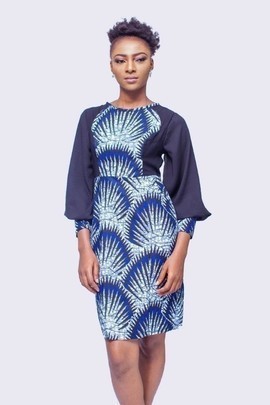 African Print and Chiffon Dress, Ankara Dress,  African Womens Dress, African Dress, Womens Clothing