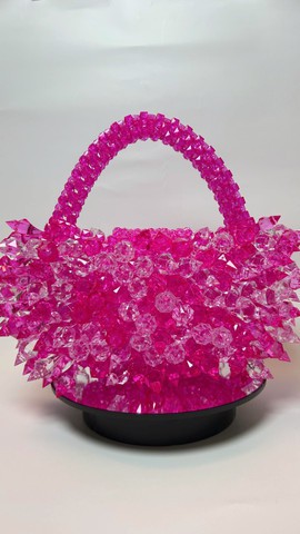 Aurora Woman's Spiky Beaded Handbag, clear/pink Color, Ideal for every Outfits and Special Events.