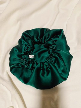 Silk satin nightcap - emerald green
